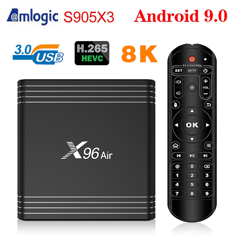 Nuabuy Strong 8K Android TV Box X96 Air Quad Core Amlogic S905X3 Android Media Player Dual Band WiFi 64GB