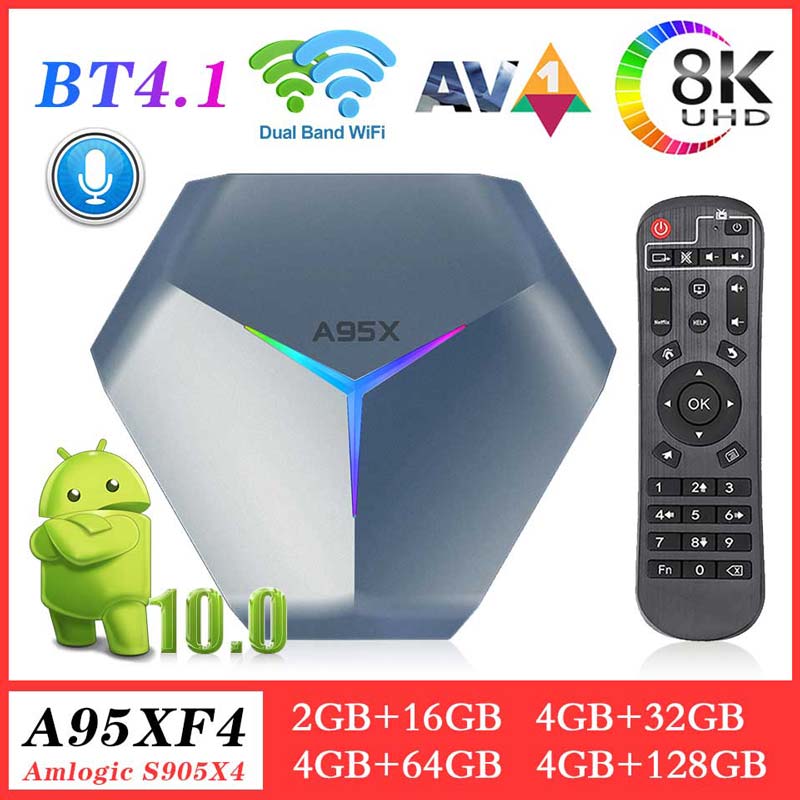 Leadinthebox A95XF4 Android10.0 Smart TV iptv Box Amlogic S905X4 AV1 Display 8K 4G64G 4G128G BT Set Top Box 2.4/5G WIFI