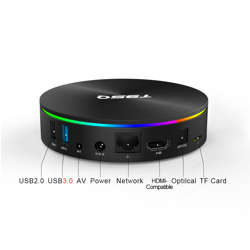 Leadinthebox T95Q Android 9.0 TV BOX 4K Media Player S905X2 Quad Core 2.4G&5GHz Dual Wifi BT4.1 100M tv set box