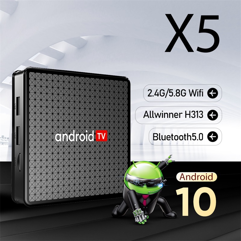 Evybuy IPTV Box X5 Android 10.0 Allwinner H313 Quad Core 2.4/5.8GB Wifi BT 5.0 4K Android Smart Steaming Box