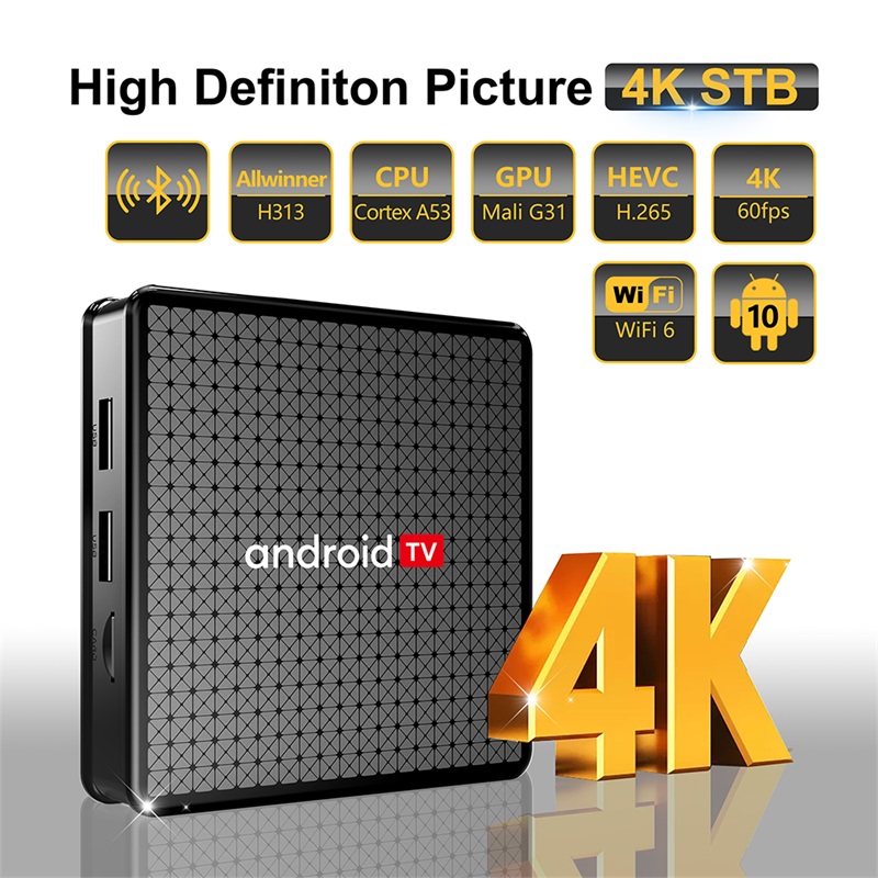 Evybuy IPTV Box X5 Android 10.0 Allwinner H313 Quad Core 2.4/5.8GB Wifi BT 5.0 4K Android Smart Steaming Box