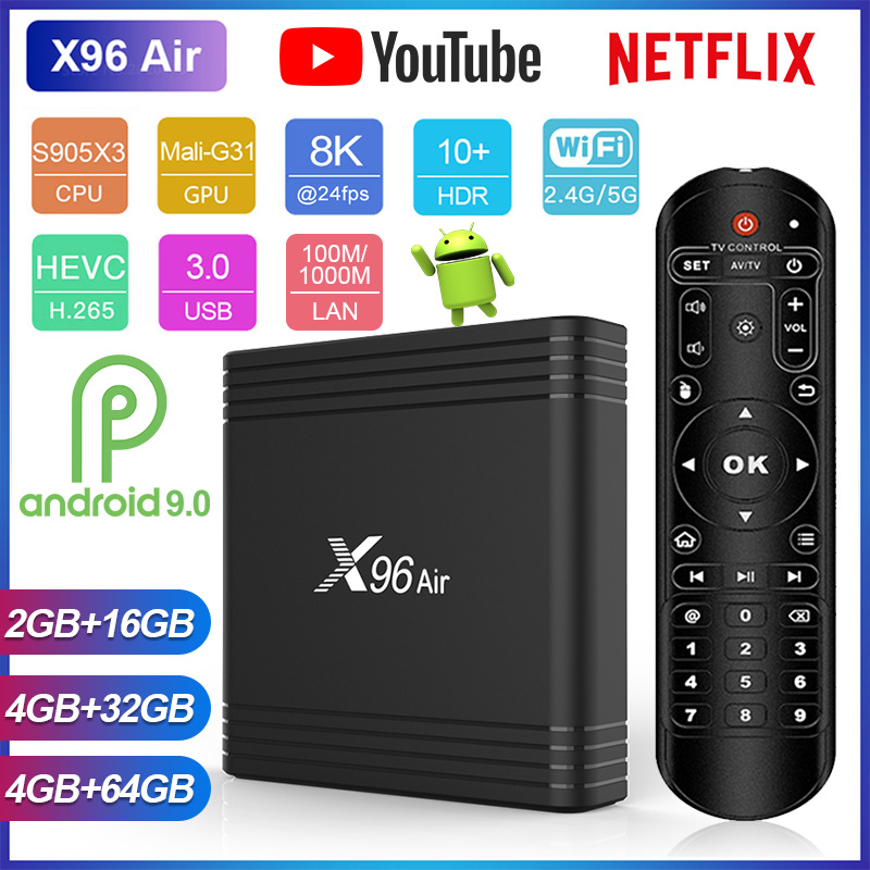 USEVQ Android 9.0 TV Box X96 Air Amlogic S905X3 4GB 64GB 2.4G 5G Dual WiFi 1000M LAN set top box Support H.265 8K HDR10+ Media Player