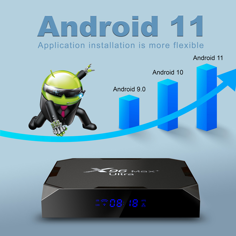 USEVQ X96 MAX plus ultra TV Box Android 11 Amlogic S905X4 2.4G 5G Dual WiFi BT4.X AV1 H.265 8K HDR10+ Media Player 4GB 64GB set top box