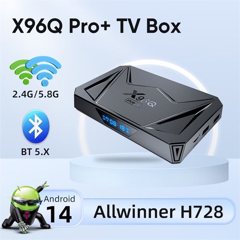 Evybuy X96Q Pro + Allwinner H728 Android 14.0 TV Box 8K 2.4G/5G Dual-WiFi Bluetooth 5.X Smart TV Box