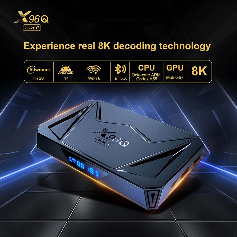 Evybuy X96Q Pro + Allwinner H728 Android 14.0 TV Box 8K 2.4G/5G Dual-WiFi Bluetooth 5.X Smart TV Box