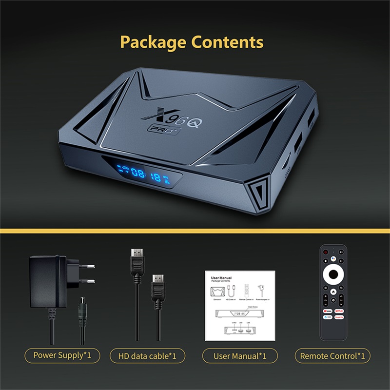Evybuy X96Q Pro + Allwinner H728 Android 14.0 TV Box 8K 2.4G/5G Dual-WiFi Bluetooth 5.X Smart TV Box