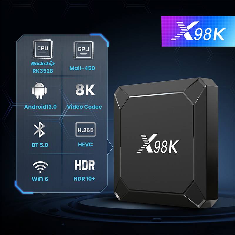 EVYBUY Android 13.0 TV Box X98K RK3528A 6K 1000M Ethernet 2.4G/5G Dual-WiFi Support 4K Streaming Box