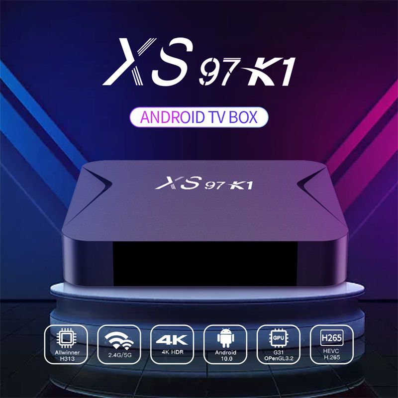 Leadinthebox Android TV Box XS97K1 Android 10.0 TV Box 2GB RAM 16GB ROM, TV Box 4K Android Box H313 Quad-core with 2.4G 5G Wi-Fi 6K H.265 HDR