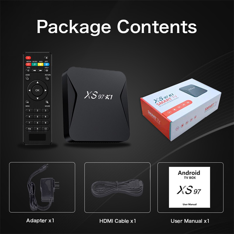 Leadinthebox Android TV Box XS97K1 Android 10.0 TV Box 2GB RAM 16GB ROM, TV Box 4K Android Box H313 Quad-core with 2.4G 5G Wi-Fi 6K H.265 HDR