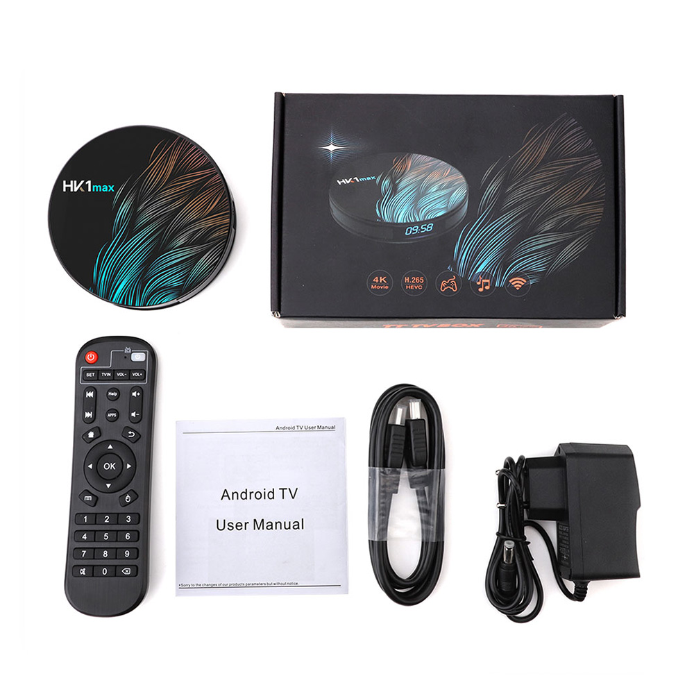 HK1 Max Android TV Box Android 9.0, 2GB RAM 16GB ROM, 4K Ultra HD Media Player, 2.4G WiFi, BT, USB 3.0, Smart TV Box