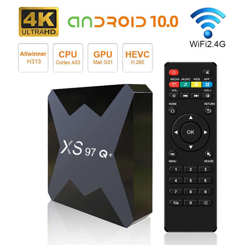 XS97Q+ Android TV Box H313 Android 10.0, 1GB RAM 8GB ROM, 4K Ultra HD Media Player, WiFi, Smart TV Box for Home Entertainment